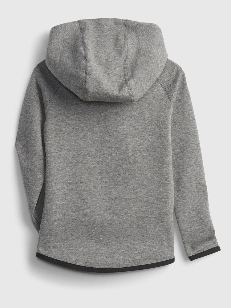 Gap Grey Fit Tech Performance Zip Up Hoodie - Image 2 of 3 Gap Grey Fit Tech Performance Zip Up Hoodie - Image 2 of 3