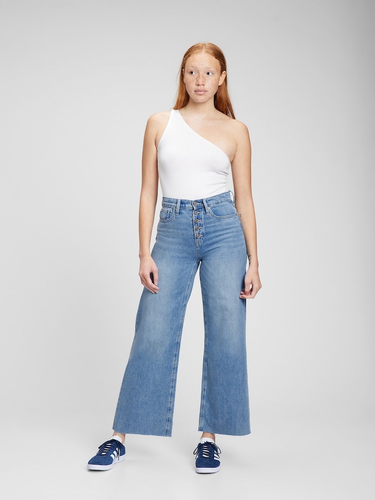Gap Hochtaillierte Jeans mit weitem Bein und rohem Saum - Bild 1 von 7