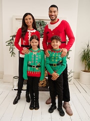 Society 8 Red Santa Matching Family Christmas Jumper - Image 1 of 5