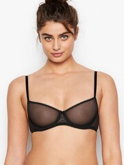 Victoria's Secret Black Mesh Unlined Balcony Bra - Image 1 of 3