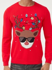 Society 8 Red Reindeer Matching Family Reindeer Christmas Jumper - Image 4 of 5
