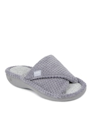 Totes Grey Popcorn Turnover Open Toe Slippers - Image 3 of 5
