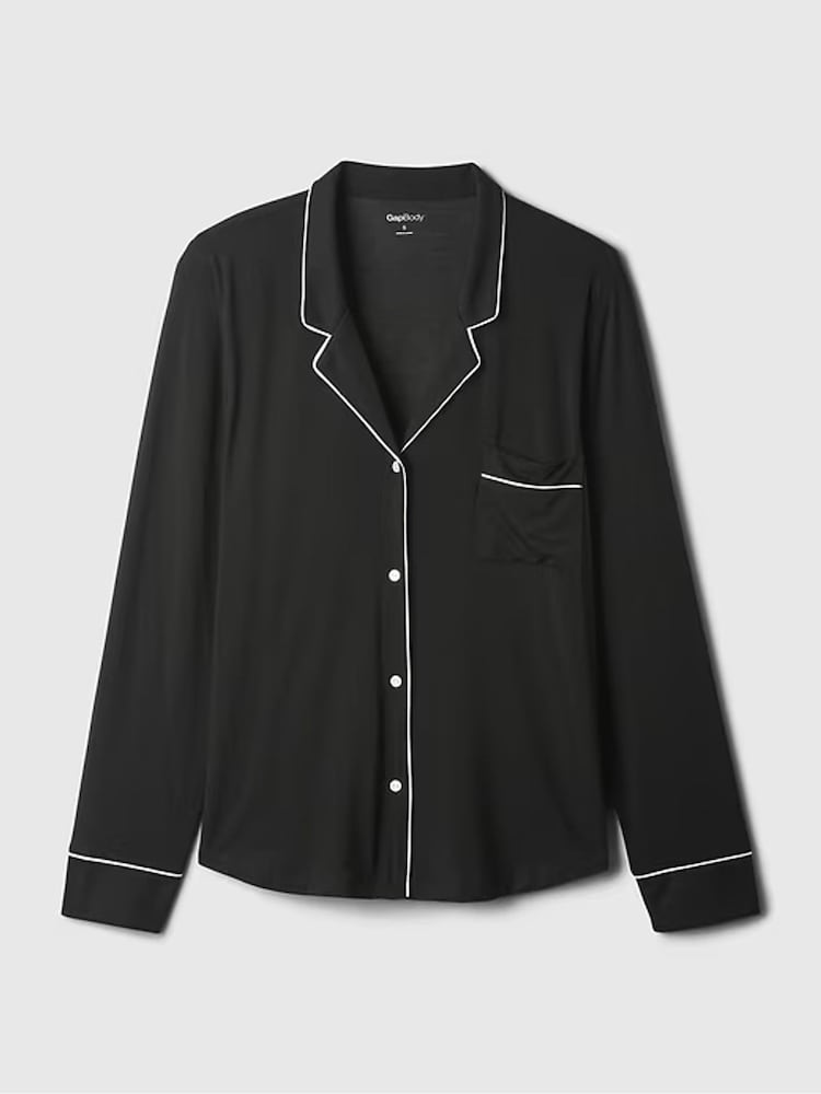 Gap Black Long Sleeve Modal Pyjama Shirt - Image 5 of 5