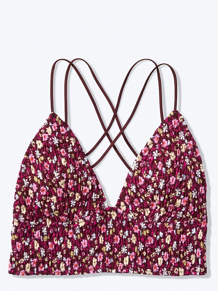 Victoria's Secret PINK Red Flower Power Smocked Triangle Bralette - Image 4 of 4
