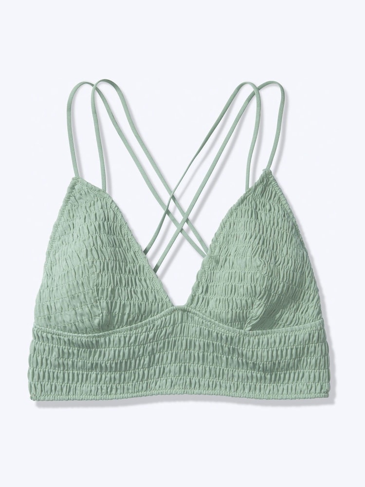 Victoria's Secret PINK Seasalt Green Smocked Triangle Bralette - Image 1 of 1