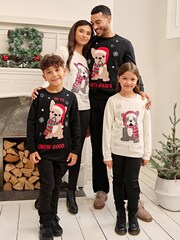 Society 8 Black Paws Matching Family Dog Christmas Jumper - Image 1 of 5
