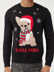 Society 8 Black Paws Matching Family Dog Christmas Jumper - Image 4 of 5