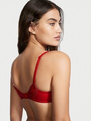 Victoria's Secret Lipstick Shine Red Lace Trim Lightly Lined Demi Bra - Image 2 of 3