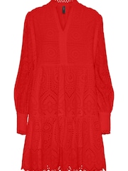 Y.A.S Red Broderie Long Sleeved Dress - Image 5 of 5