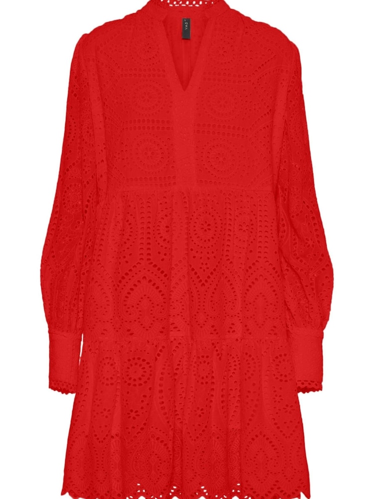Y.A.S Red Broderie Long Sleeved Dress - Image 5 of 5