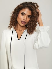 Lipsy White Tipped Smock Top - Image 3 of 4