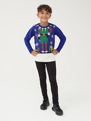 Society 8 Blue Elf Matching Family Elf Christmas Jumper - Image 2 of 5
