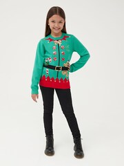 Society 8 Green Elf Matching Family Christmas Jumper - Image 2 of 5