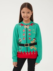 Society 8 Green Elf Matching Family Christmas Jumper - Image 3 of 5