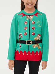Society 8 Green Elf Matching Family Christmas Jumper - Image 4 of 5