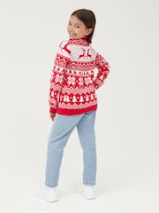 Society 8 Red Reindeer Fairisle Matching Family Reindeer Christmas Jumper - Image 5 of 5