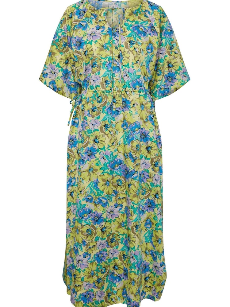 Y.A.S Blue Floral Cut Out Puff Sleeve Midi Dress - Image 3 of 3