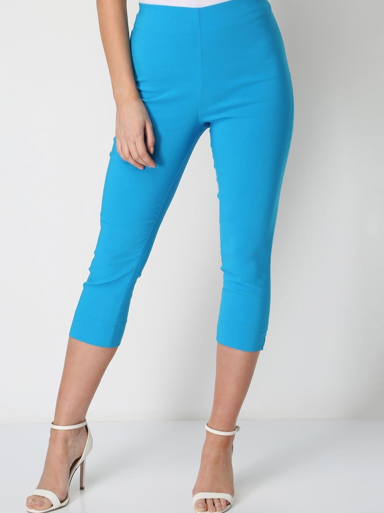 Roman Blue Cropped Stretch Trouser - Image 1 of 1 Roman Blue Cropped Stretch Trouser - Image 1 of 1