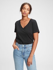 Gap Black V-Neck Vintage Short Sleeve T-Shirt - Image 8 of 11
