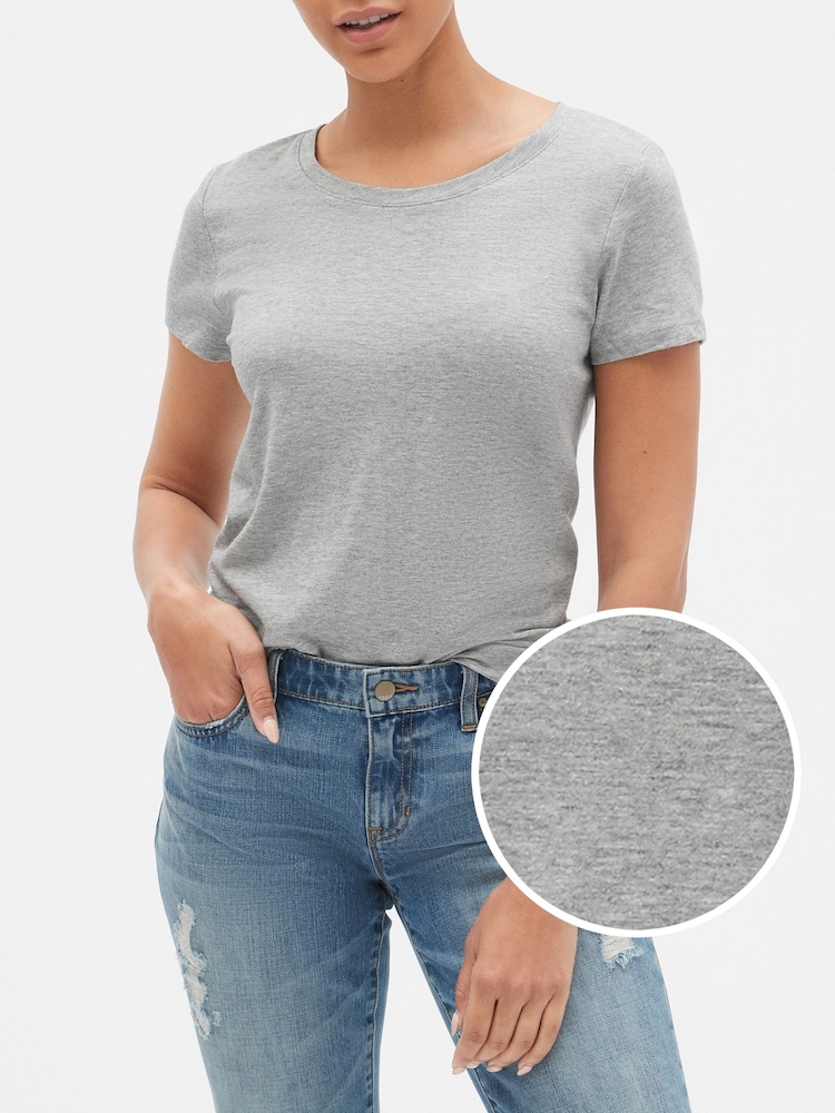 Gap Light Grey Crew Neck Favourite Cotton-Modal Short Sleeve T-Shirt - Image 2 of 6