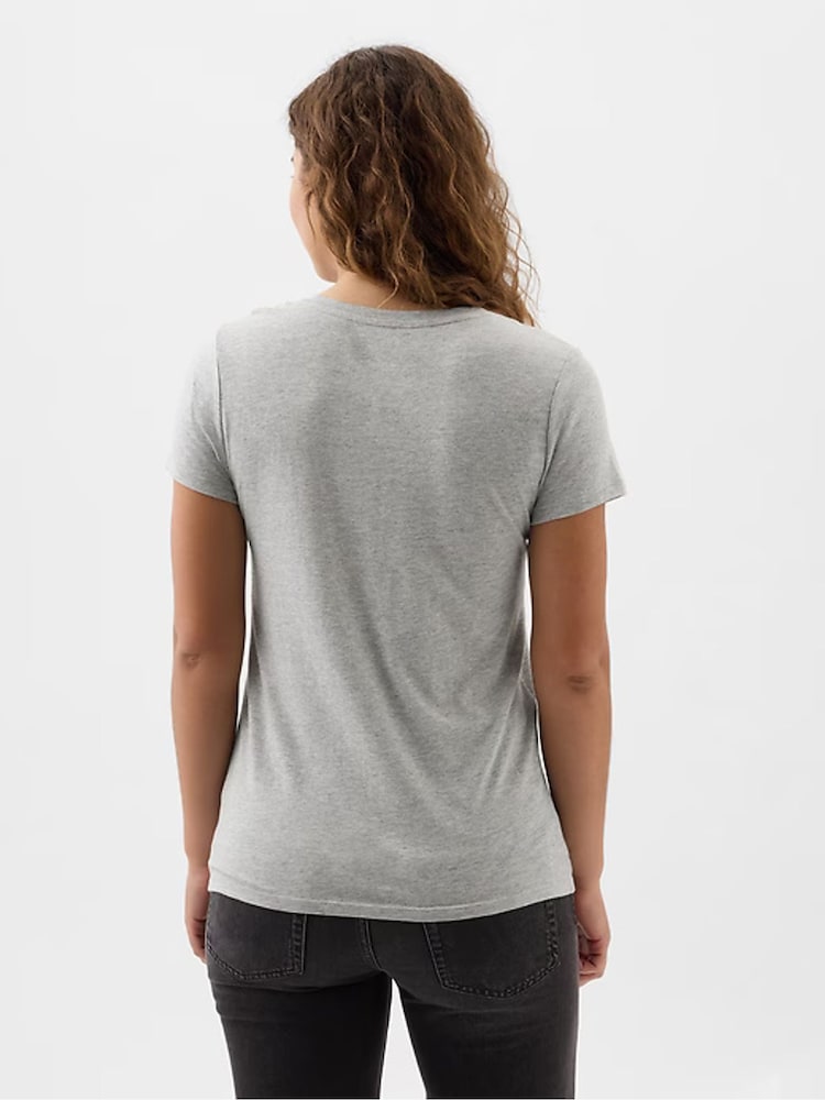 Gri deschis - Gap Favorite Cotton-Modal Mânecă scurtă Tricou - Image 4 of 6