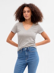 Светло-серый - Gap Избранное Cotton-Modal с коротким рукавом футболка - Image 1 of 5
