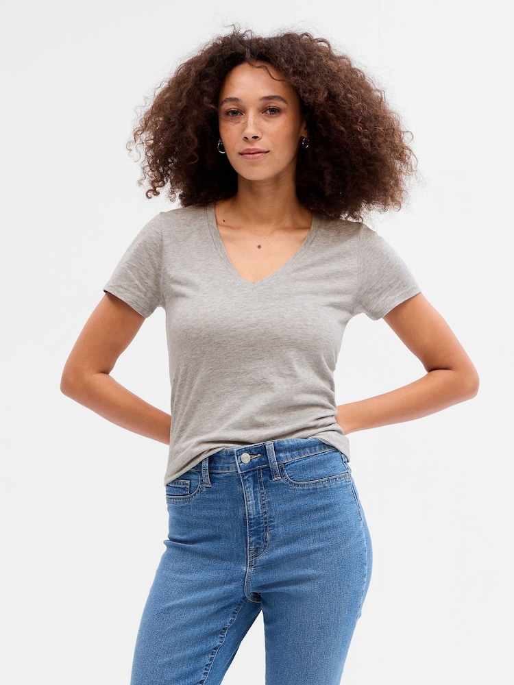 Светло-серый - Gap Избранное Cotton-Modal с коротким рукавом футболка - Image 1 of 5