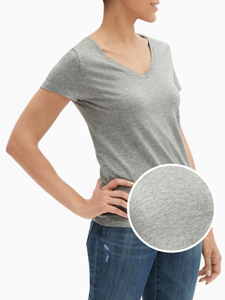 Светло-серый - Gap Избранное Cotton-Modal с коротким рукавом футболка - Image 2 of 5