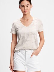 Gap Grey Camo Favourite Short Sleeve V-Neck T-Shirt - Image 1 of 1