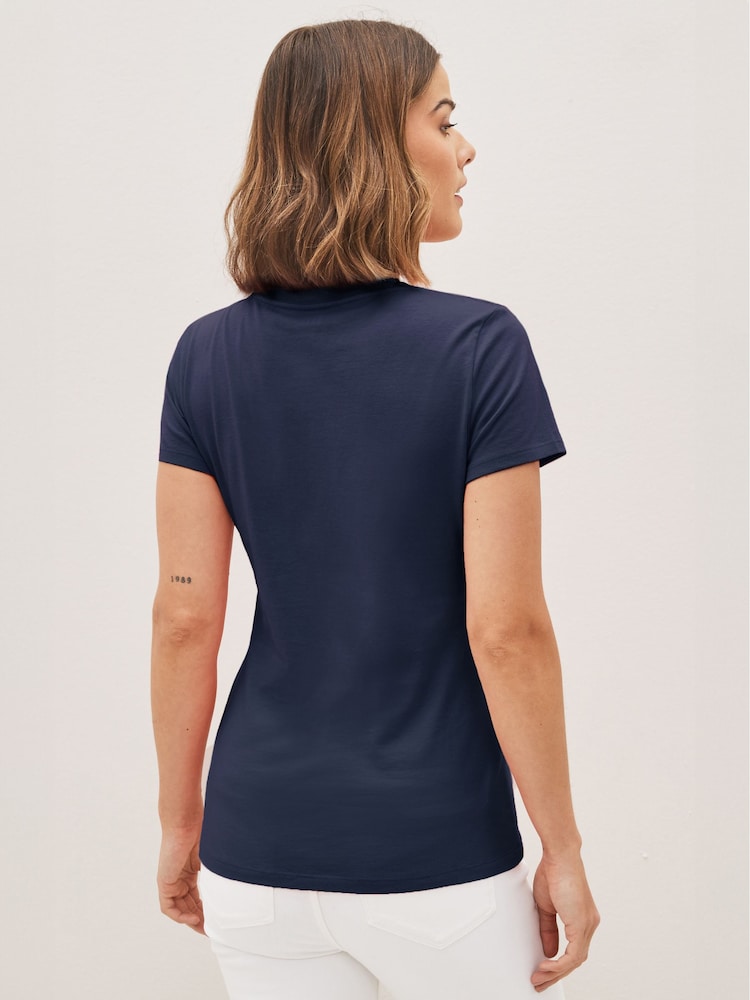 Gap Navy Blue Logo Short Sleeve Crew Neck T-Shirt - Image 2 of 4 Gap Navy Blue Logo Short Sleeve Crew Neck T-Shirt - Image 2 of 4