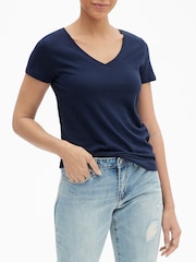 Темно-синий - Gap Избранное Cotton-Modal с коротким рукавом футболка - Image 1 of 4