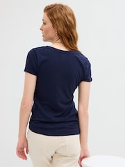 Темно-синий - Gap Избранное Cotton-Modal с коротким рукавом футболка - Image 2 of 4