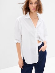 Gap White Cotton Long Sleeve Oversized Shirt - Image 1 of 3