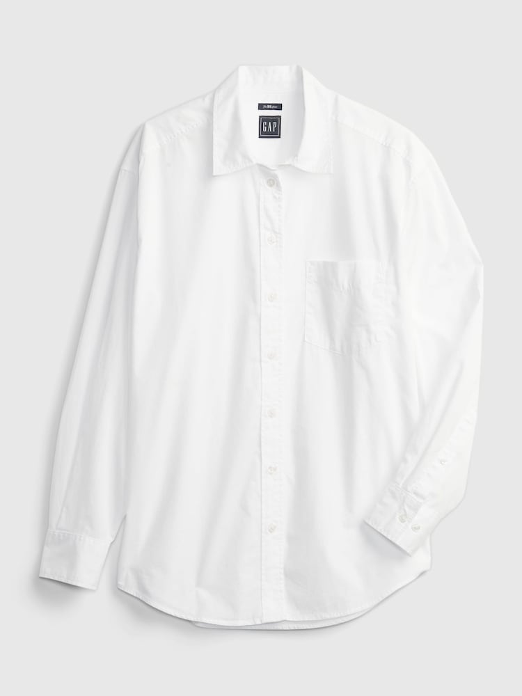 Gap White Cotton Long Sleeve Oversized Shirt - Image 15 of 15
