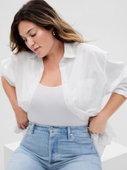 Gap White Cotton Long Sleeve Oversized Shirt - Image 3 of 3
