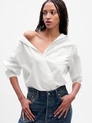Gap White Cotton Long Sleeve Oversized Shirt - Image 9 of 15