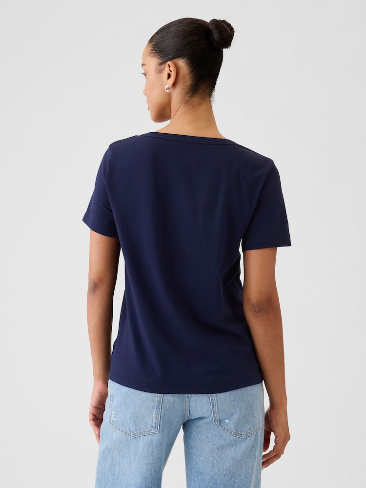 Gap Navy Blue V-Neck Vintage 100% Organic Cotton Short Sleeve T-Shirt - Image 2 of 7