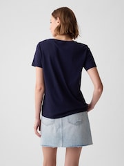 Gap Navy Blue V-Neck Vintage 100% Organic Cotton Short Sleeve T-Shirt - Image 6 of 7