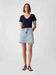 Gap Navy Blue V-Neck Vintage 100% Organic Cotton Short Sleeve T-Shirt - Image 7 of 7