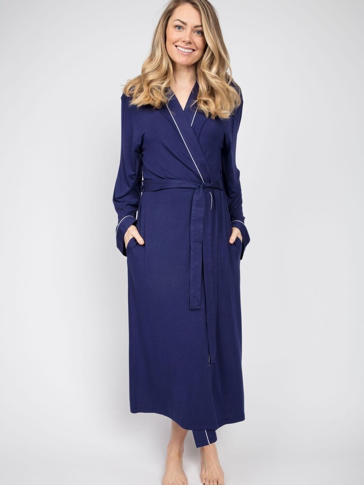 Cyberjammies Blue Ellie Navy Knitted Dressing Gown - Image 1 of 5