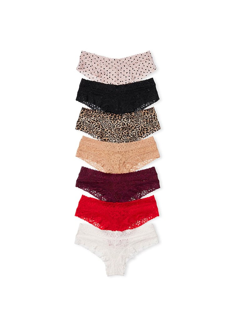 Victoria's Secret Black/Leopard/Red/Nude/Pink/White Cheeky 7 Pack Knickers - Image 1 of 1