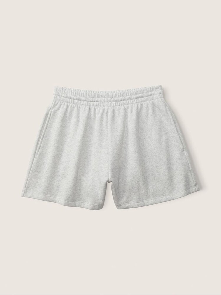 Victoria's Secret PINK Heather Stone Grey Sans Logo Fleece Short - Image 1 of 3