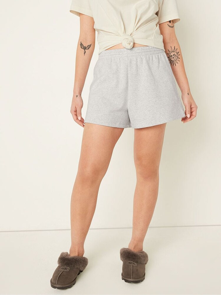 Victoria's Secret PINK Heather Stone Grey Sans Logo Fleece Short - Image 2 of 3