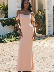 Lipsy Blush Cold Shoulder Maxi Dress - Image 1 of 3