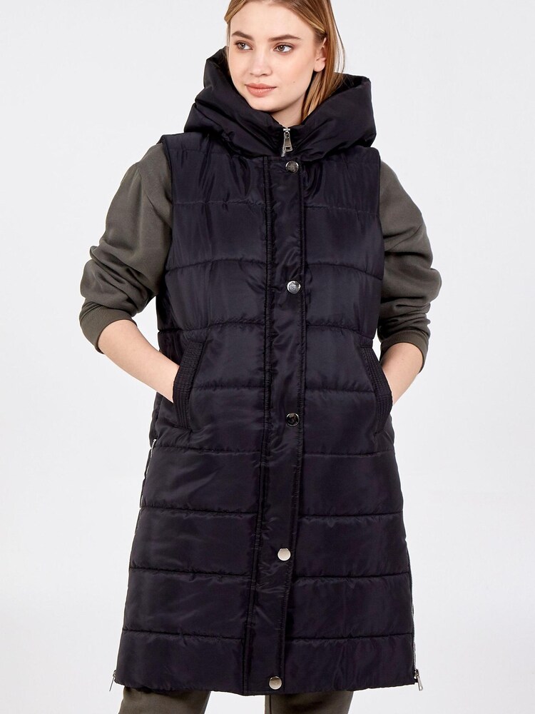 Blue Vanilla Black Zip Front Hooded Vest - Image 1 of 5 Blue Vanilla Black Zip Front Hooded Vest - Image 1 of 5