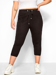 Yours Curve Black Cropped Joggers - Image 1 of 4