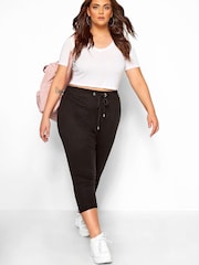 Yours Curve Black Cropped Joggers - Image 2 of 4