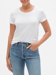 Gap White Favourite Cotton-Modal Crew Neck Short Sleeve T-Shirt - Image 1 of 3