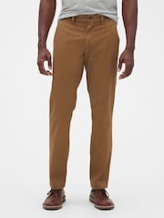 Marrón - Corte recto - Pantalones chinos básicos y elásticos de Gap - Imagen 3 de 4