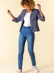 Roman Navy Jacquard Print Notch Neck Jacket - Image 2 of 4